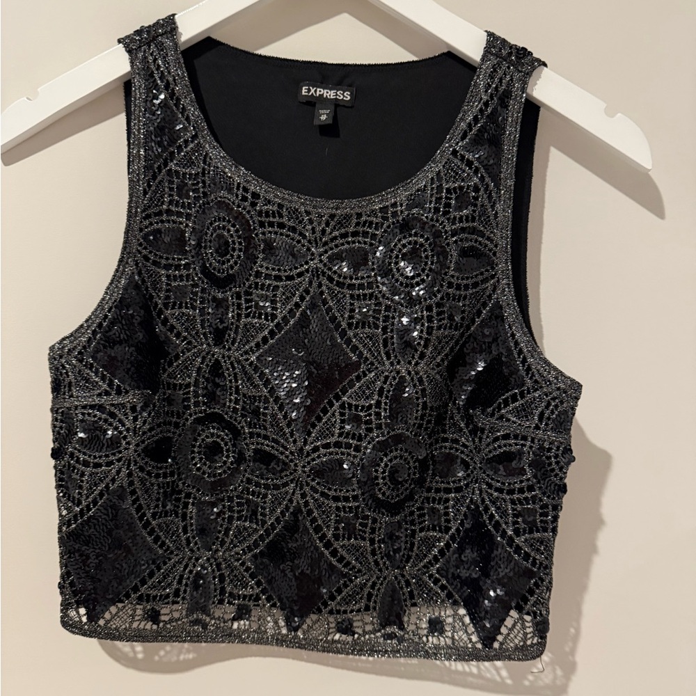 Express Black Sequin Women's Skirt Set sz S